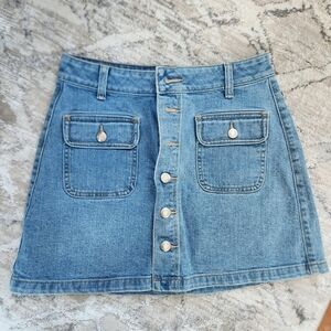 AEO, Denim Button-Front Skirt, stretch, size 4